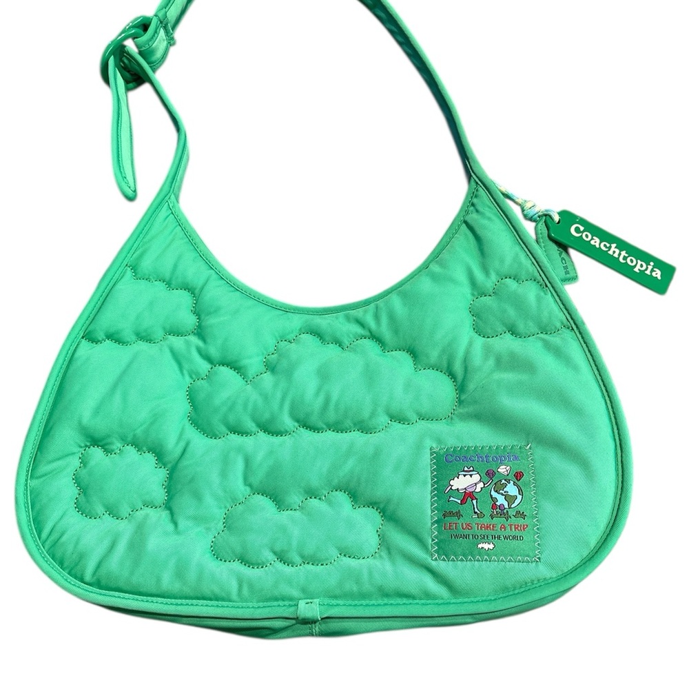 Coach Coachtopia Loop Ergo Bag Cloud Quilting Green Shoulder 90s Bag CV875